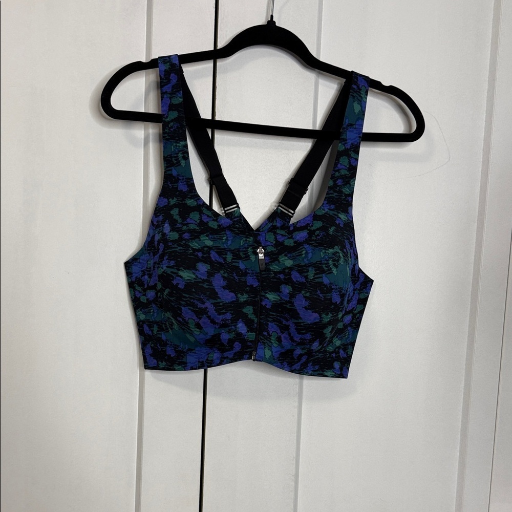 Knix Size 8 Blue and Black Sports Bra/Bra Combo - Back closure & front zipper